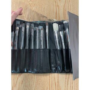 New Women’s 14pc Make Up Brushes with Snap Closure Snake 🐍 Print Folding Case